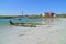 Wreck of old wooden sailing vessel