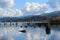 Wreckage of an old pier protruding from Lake Whatcom