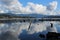 Wreckage of an old pier protruding from Lake Whatcom