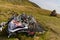 Wreckage of a Royal Canadian Air Force Wellington bomber R1465 on a remote Welsh hillside