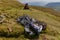 Wreckage of a Royal Canadian Air Force Wellington bomber R1465 on a remote Welsh hillside