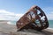 Wreckages on San Gregorio beach, Chile historic site