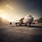 A wrecked airplane sitting on a runway with debris and smoke around it