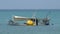 wrecked boat sunken ship stand on beach coast