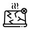 Wrecked Laptop Icon Vector Outline Illustration