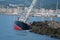 Wrecked sailing ship after heavy storms in mallorca