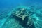 Wrecked ship marine steam engine underwater