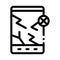 Wrecked Tablet Icon Vector Outline Illustration