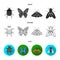 Wrecker, parasite, nature, butterfly .Insects set collection icons in black,flat,outline style vector symbol stock