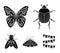 Wrecker, parasite, nature, butterfly .Insects set collection icons in black style vector symbol stock illustration web.