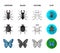Wrecker, parasite, nature, butterfly .Insects set collection icons in cartoon,black,outline,flat style vector symbol