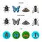 Wrecker, parasite, nature, butterfly .Insects set collection icons in cartoon,flat,monochrome style vector symbol stock