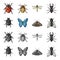 Wrecker, parasite, nature, butterfly .Insects set collection icons in cartoon,monochrome style vector symbol stock