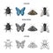 Wrecker, parasite, nature, butterfly .Insects set collection icons in cartoon,outline,monochrome style vector symbol