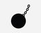 Wrecking Ball Icon. Destroy Demolish Demolition Heavy Round Metal Chain Smash Break Swing. Black White Graphic Clipart Artwork