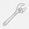 Wrench adjustable spanner icon, cartoon style