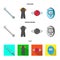 A wrench, a bicyclist bone, a reflector, a timer.Cyclist outfit set collection icons in cartoon,flat,monochrome style