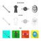 A wrench, a bicyclist bone, a reflector, a timer.Cyclist outfit set collection icons in flat,outline,monochrome style