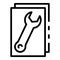 Wrench on box icon, outline style