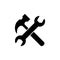 Wrench and hammer crossed icons. Settings, tools web icon. Spanner and hammer crossed.