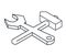 Wrench and hammer linear isometric icon