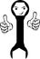 Wrench with hands and smile, tools and mechanic logo