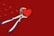 . Wrench with hearts isolated on background. The concept of your favorite profession and Valentine`s Day