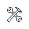 wrench icon vector from labour day concept. Thin line illustration of wrench editable stroke. wrench linear sign for use on web