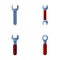 Wrench icons set cartoon vector. Various metal wrench