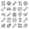 Wrench icons set, outline style