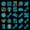 Wrench icons set vector neon