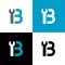 Wrench and letter B logo template, repair service tool icon design - Vector