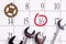 Wrench for nuts and gears are on the calendar on which the date is circled 16 number