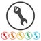 Wrench And Nuts icon. Flat circled symbol