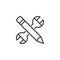 Wrench and pencil outline icon