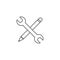 Wrench and pencil vector icon concept, isolated on white background