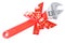 Wrench with and red bow as a gift for handyman