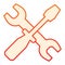 Wrench and screwdriver flat icon. Options orange icons in trendy flat style. Crossed repair tools gradient style design