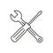 Wrench and screwdriver outline icon. Toolkit symbol. Vector illustration.