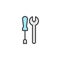 Wrench and screwdriver work tools filled outline icon