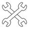 Wrenches thin line icon. Two crossed handle tools, technical or repair item symbol, outline style pictogram on white