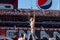 Wrestler Daniel Bryan holds intercontinental championship in air