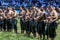 Wrestlers about to engage in battle at the Kirkpinar Turkish Oil Wrestling Festival in Edirne in Turkey.