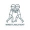 Wrestling,fight vector line icon, linear concept, outline sign, symbol