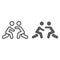 Wrestling line and glyph icon, sport and combat, wrestlers fighting sign, vector graphics, a linear pattern on a white