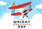 Wright Brothers Day on December 17th Template Hand Drawn Cartoon Illustration of the First Successful Flight in a Mechanically