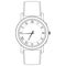 Wrist watch. White outline icon