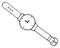 Wristwatch on a leather strap. Vector illustration. Outline on an isolated white background. Doodle style. Clock. Sketch.