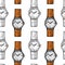 Wristwatch seamless pattern or wristlet watch, classic man with bracelet. accessory for time tracking. victorian era