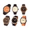 Wristwatch set. Wristwatch collection. Vector illustration.